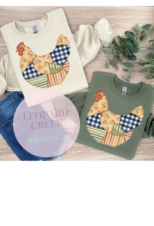 Patchwork Chicken Crewneck
