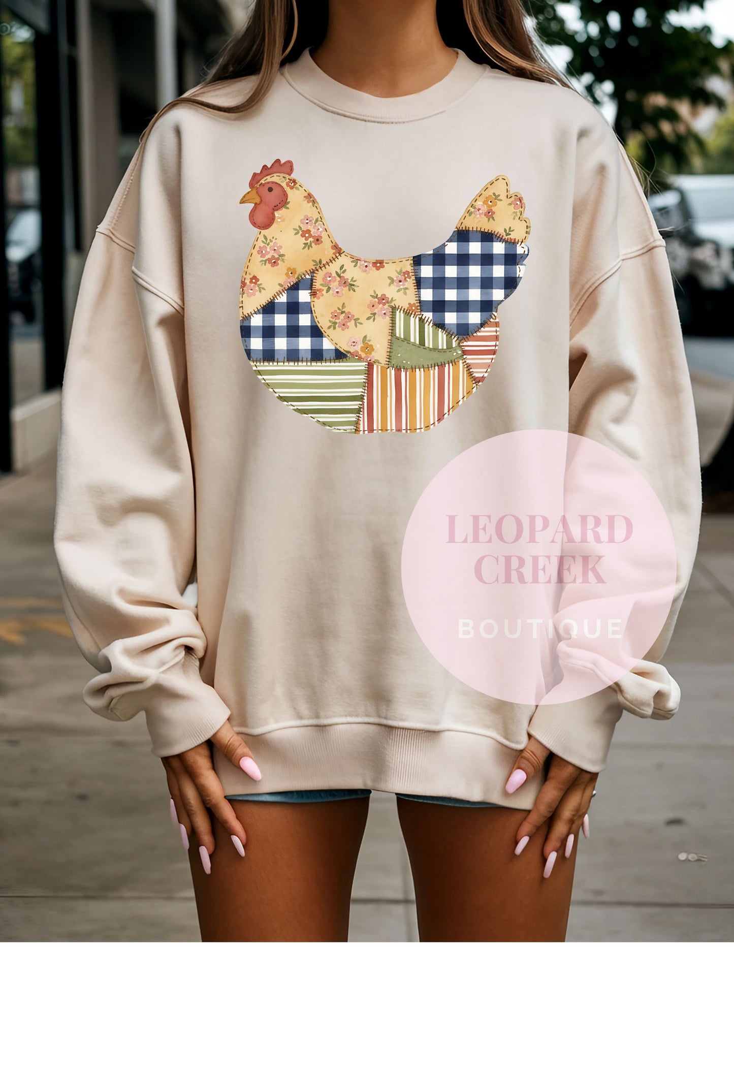 Patchwork Chicken Crewneck